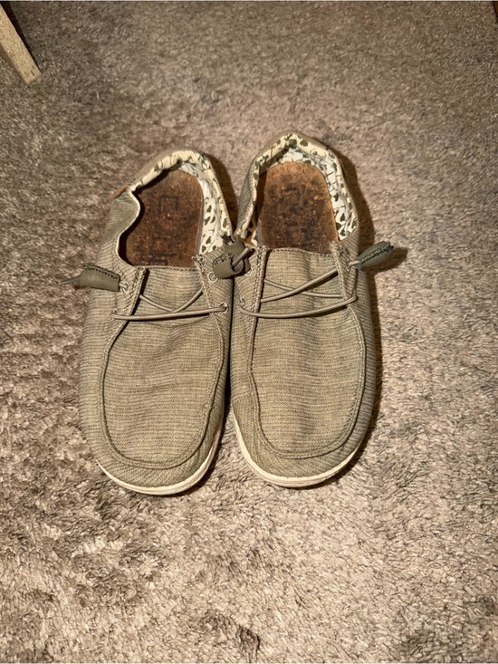 Hey Dude Shoes - Hey Dude Olive Green Canvas Slip-On Loafers